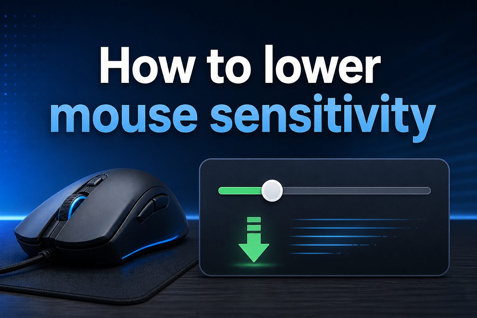Hand adjusting mouse sensitivity settings on a computer